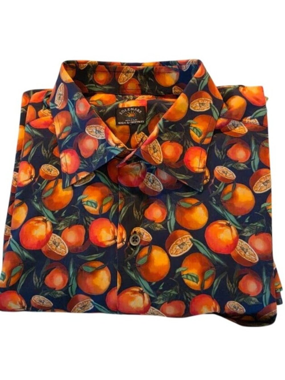 Solemare Maus & Hoffman L Shirt Made Italy Orange Citrus Print Cotton Resort